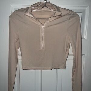 Apricot Ribbed Quarter Zip